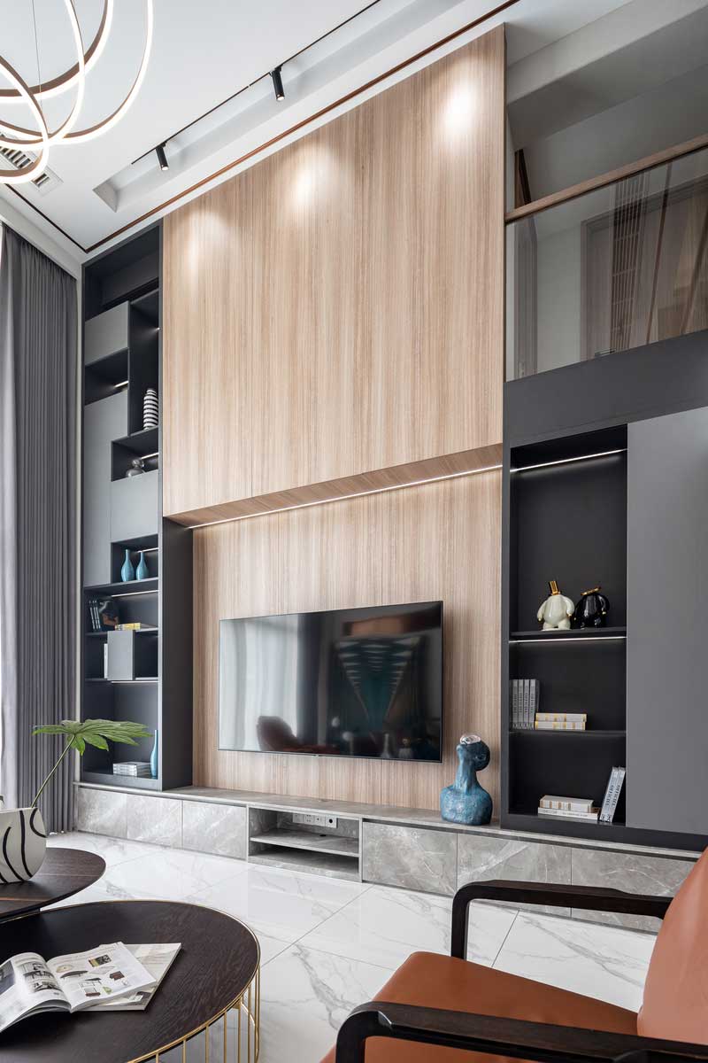 深圳羅湖區(qū)現(xiàn)代輕奢風(fēng)家居裝修設(shè)計(jì)電視背景墻