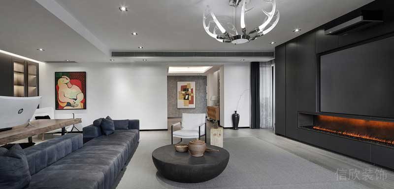 深圳龍崗區(qū)黑白灰極簡風家居裝修竣工實景圖茶幾 深圳龍崗區(qū)黑白灰極簡風家居裝修竣工實景圖茶幾