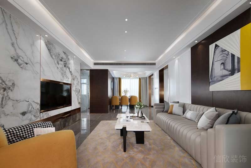 深圳龍崗坂田萬科第五園輕奢風大戶型樣板間設計米灰色沙發 深圳龍崗坂田萬科第五園輕奢風大戶型樣板間設計米灰色沙發