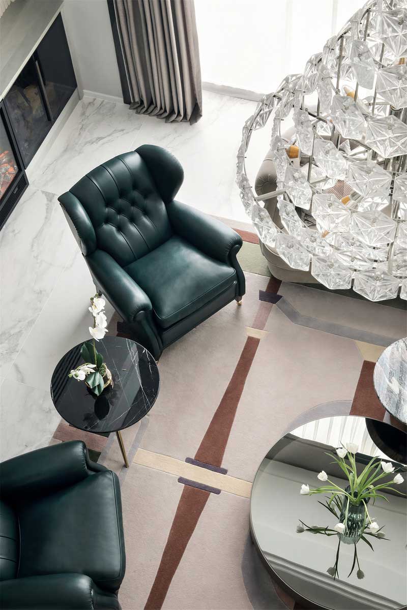 深圳南山區(qū)西麗簡約風(fēng)格別墅裝修會(huì)客廳休閑區(qū)扶手椅