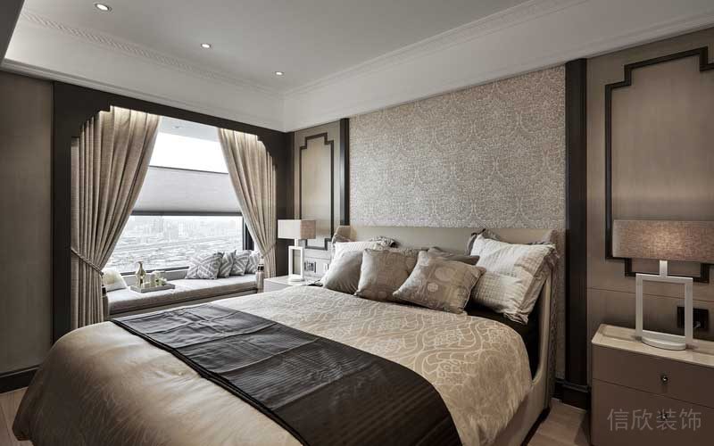 深圳福田區(qū)美式極簡風(fēng)格家庭裝修設(shè)計(jì)案例主臥睡床