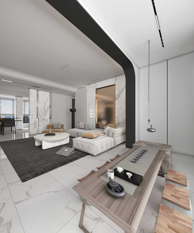 深圳碧桂園現代風格樣板間裝修設計客廳品茶區