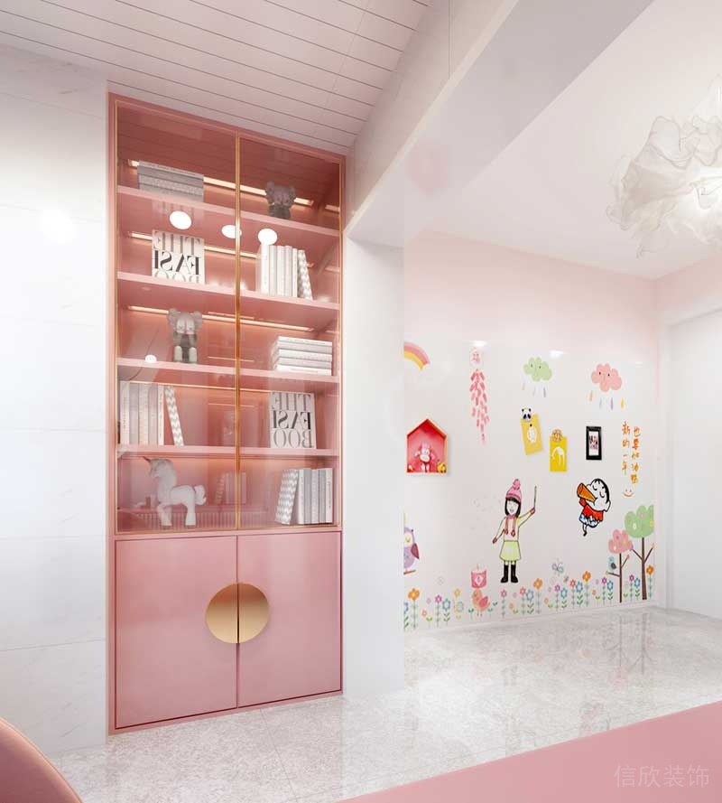 深圳福田區(qū)輕奢風格家庭三居室裝修設計女兒房書柜 深圳福田區(qū)輕奢風格家庭三居室裝修設計女兒房書柜