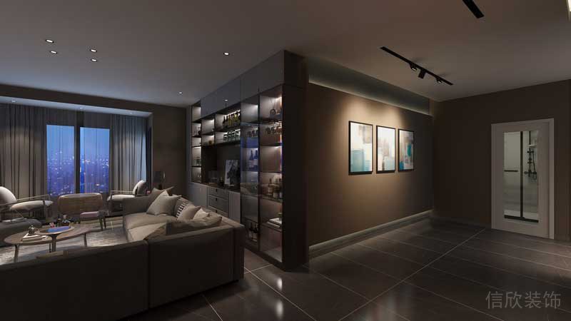 深圳羅湖現(xiàn)代美式家庭套房裝修實(shí)景圖過道