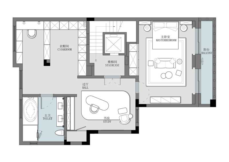 深圳南山區(qū)西麗簡約風(fēng)格別墅裝修三層平面布置圖