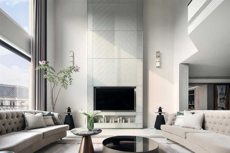 深圳南山區(qū)西麗簡約風(fēng)格別墅裝修會(huì)客廳