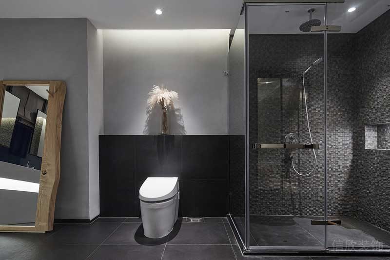 深圳龍崗區(qū)黑白灰極簡風家居裝修竣工實景圖洗手間淋浴房 深圳龍崗區(qū)黑白灰極簡風家居裝修竣工實景圖洗手間淋浴房