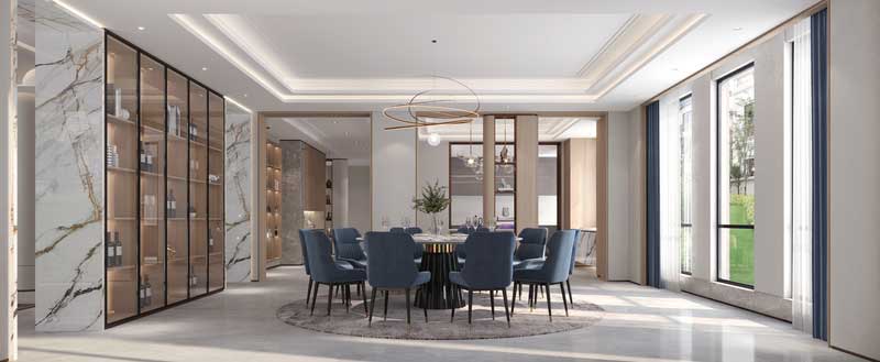 深圳南山區(qū)西麗輕奢新中式舊房三居室裝修餐廳