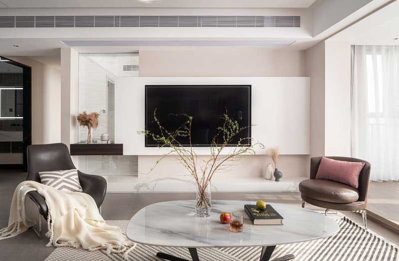 深圳龍崗北歐輕奢風(fēng)家庭新房裝修設(shè)計(jì)客廳電視背景墻