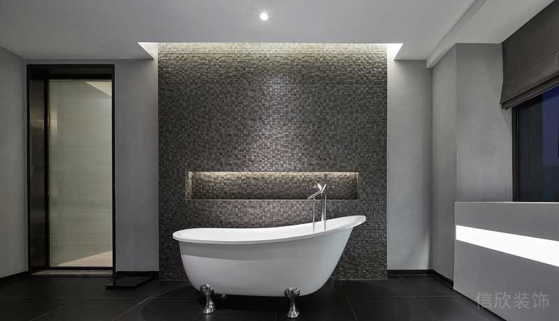 深圳龍崗區(qū)黑白灰極簡風家居裝修竣工實景圖洗手間浴缸 深圳龍崗區(qū)黑白灰極簡風家居裝修竣工實景圖洗手間浴缸