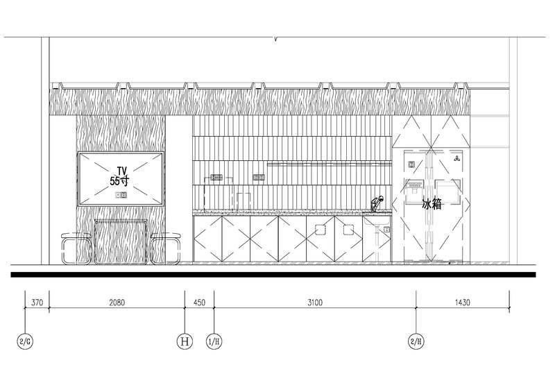 寶安區簡約風格辦公室裝修設計茶水區操作臺立面圖 寶安區簡約風格辦公室裝修設計茶水區操作臺立面圖