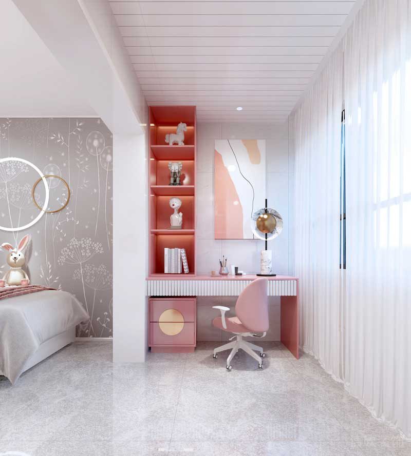 深圳福田區(qū)輕奢風格家庭三居室裝修設計女兒房學習區(qū) 深圳福田區(qū)輕奢風格家庭三居室裝修設計女兒房學習區(qū)