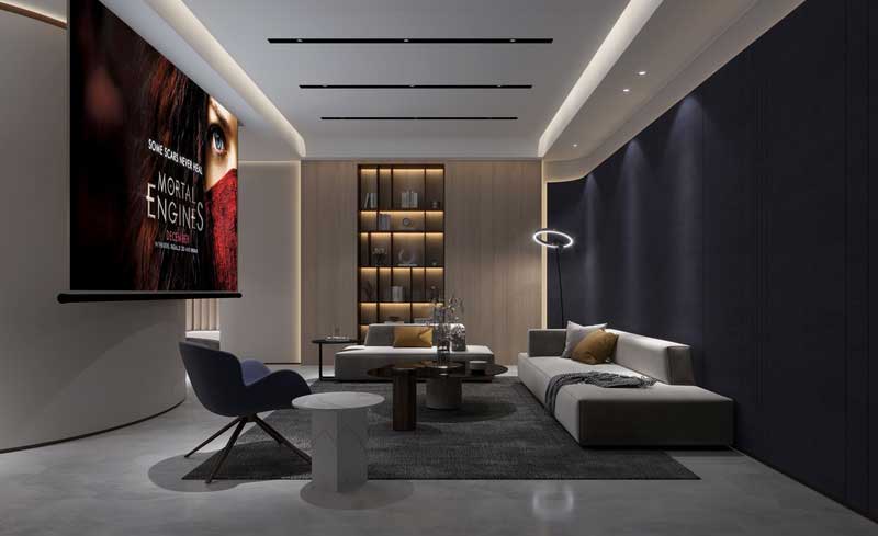 深圳南山區(qū)西麗輕奢新中式舊房三居室裝修影音視聽室