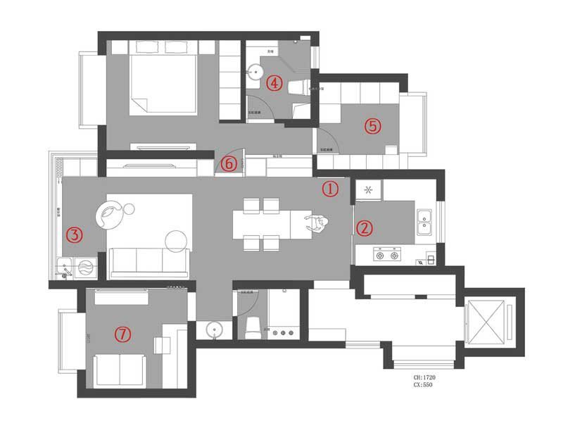 深圳福田區現代風格小戶型精裝修平面布置圖 深圳福田區現代風格小戶型精裝修平面布置圖