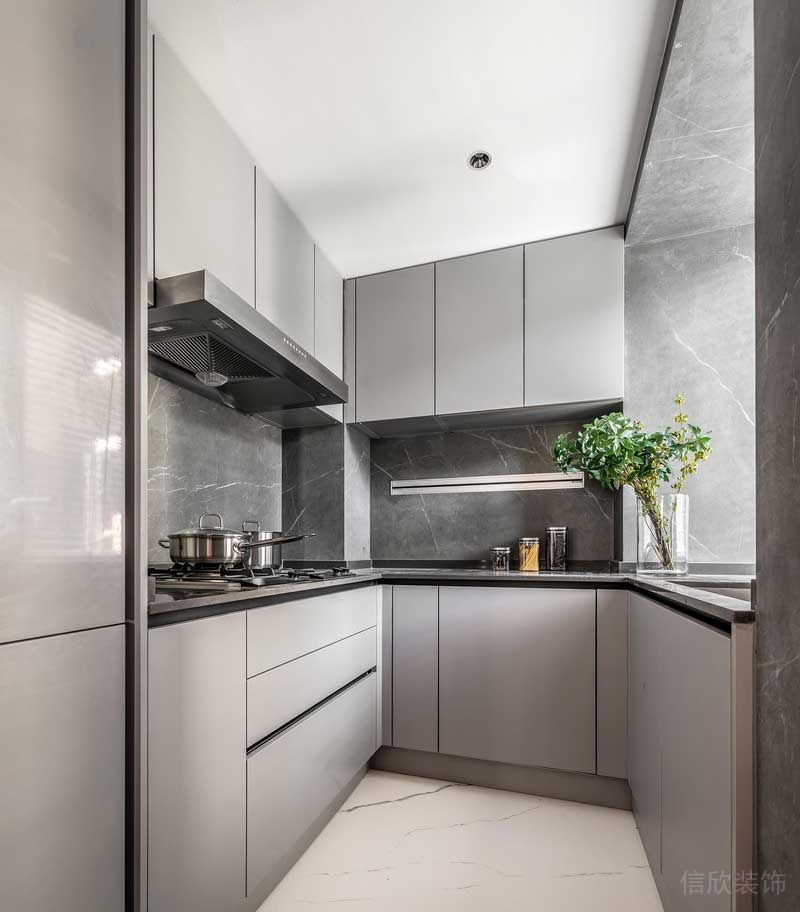 深圳寶安現(xiàn)代簡(jiǎn)約樣板房裝修設(shè)計(jì)廚房