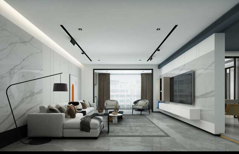 深圳南山華僑城簡約風格家庭住房裝修客廳休閑區(qū)效果圖