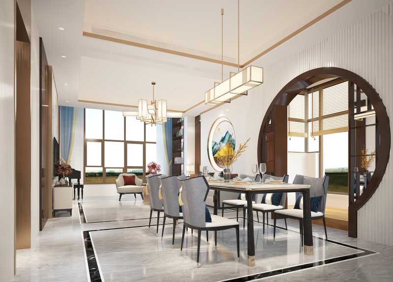 深圳南山區(qū)新中式家庭新房裝修工程施工方案餐廳 深圳南山區(qū)新中式家庭新房裝修工程施工方案餐廳