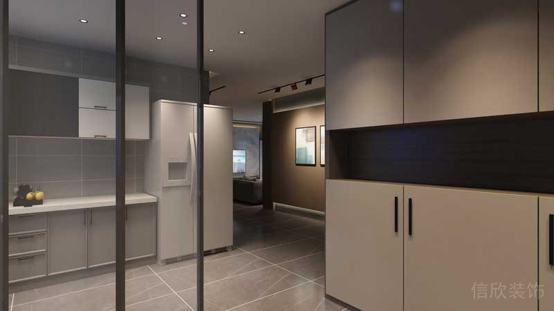 深圳羅湖現(xiàn)代美式家庭套房裝修實(shí)景圖餐廚