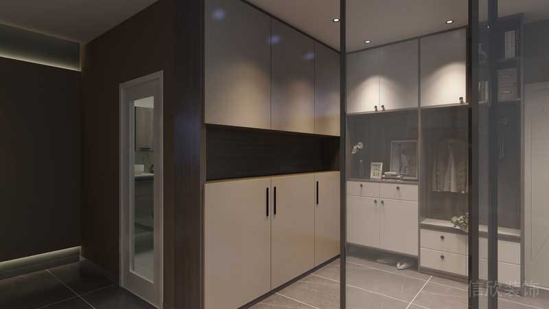 深圳羅湖現(xiàn)代美式家庭套房裝修實(shí)景圖玄關(guān)