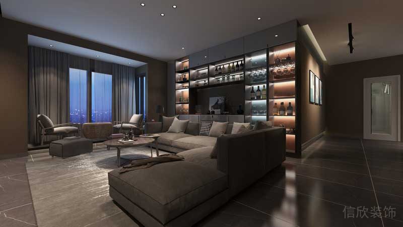 深圳羅湖現(xiàn)代美式家庭套房裝修實(shí)景圖燈光效果