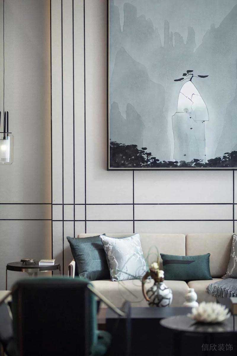 深圳龍崗碧桂園輕奢新中式復(fù)式小戶(hù)型樣板間設(shè)計(jì)客廳沙發(fā)