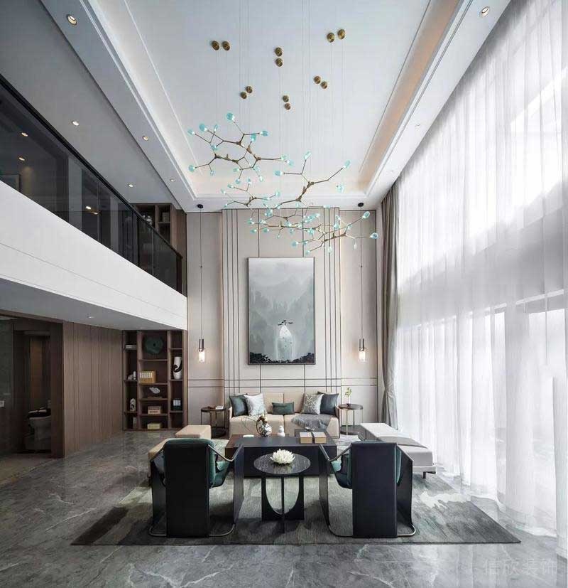深圳龍崗碧桂園輕奢新中式復(fù)式小戶型樣板間設(shè)計(jì)材料質(zhì)感