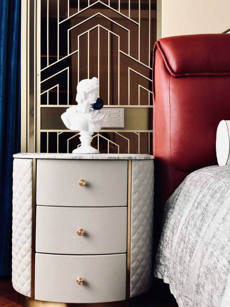 深圳龍華家裝復古輕奢風裝修設計主臥床頭柜 深圳龍華家裝復古輕奢風裝修設計主臥床頭柜