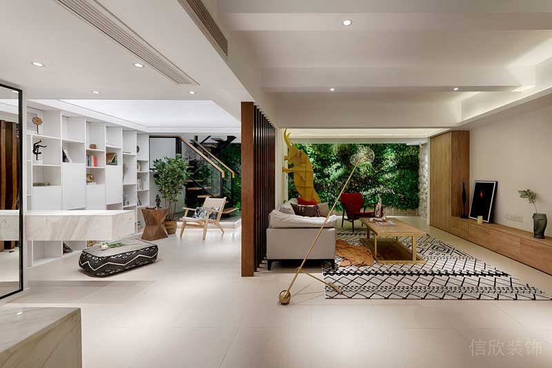 深圳羅湖北歐簡約風(fēng)家庭全包裝修施工案例會客娛樂休閑廳