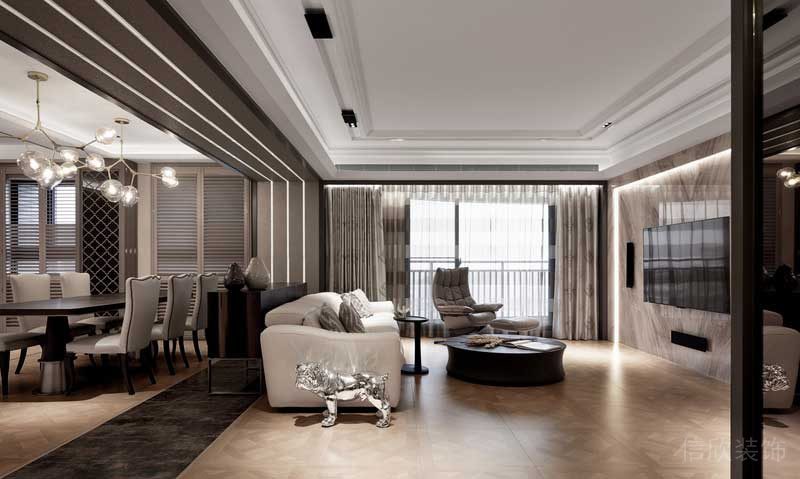 深圳福田區美式極簡風格家庭裝修設計案例客餐廳 深圳福田區美式極簡風格家庭裝修設計案例客餐廳