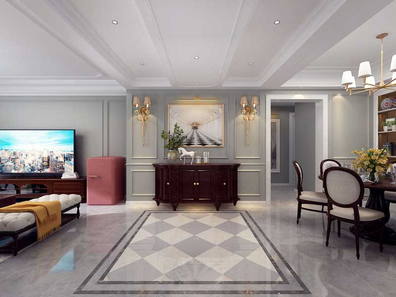 深圳南山區(qū)蛇口美式風(fēng)格二手房翻新裝修門(mén)廳效果圖