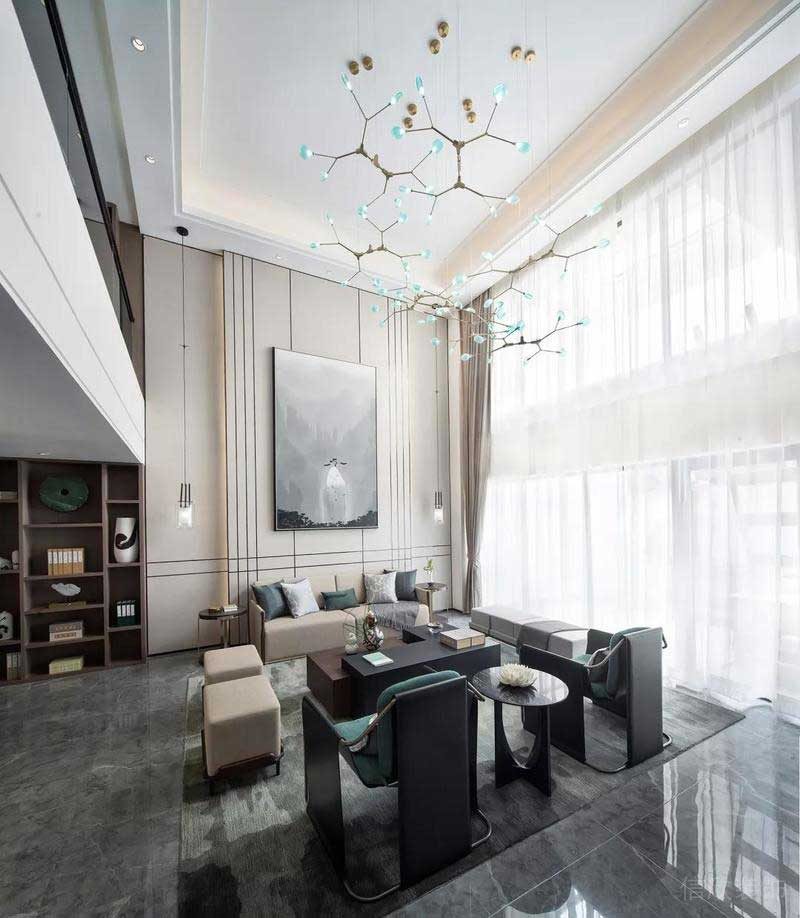 深圳龍崗碧桂園輕奢新中式復(fù)式小戶(hù)型樣板間設(shè)計(jì)客廳