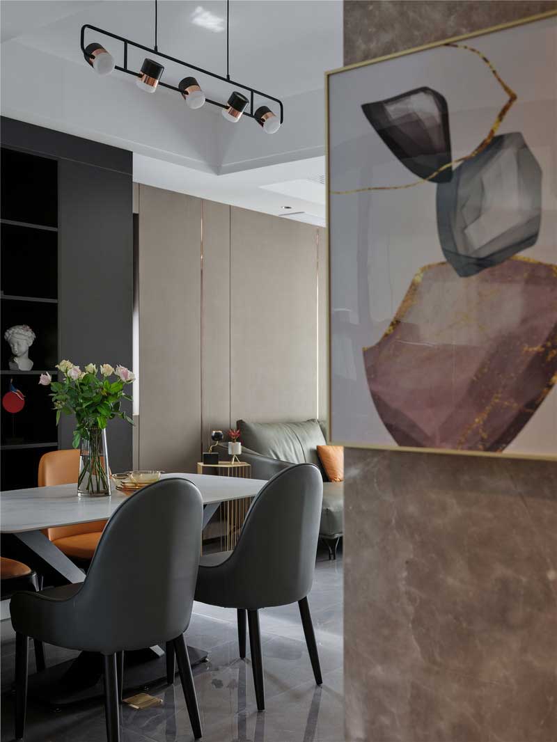 深圳南山區玫瑰金調性輕奢風家庭裝修實景圖藝術晶瓷畫 深圳南山區玫瑰金調性輕奢風家庭裝修實景圖藝術晶瓷畫