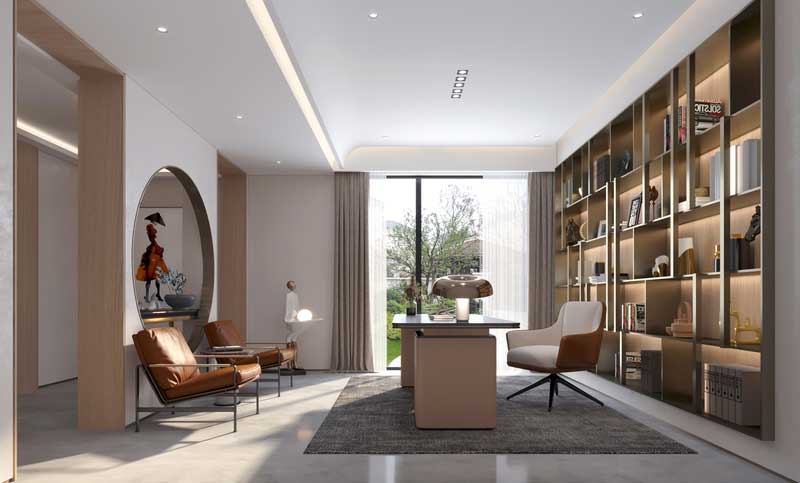 深圳南山區(qū)西麗輕奢新中式舊房三居室裝修書房