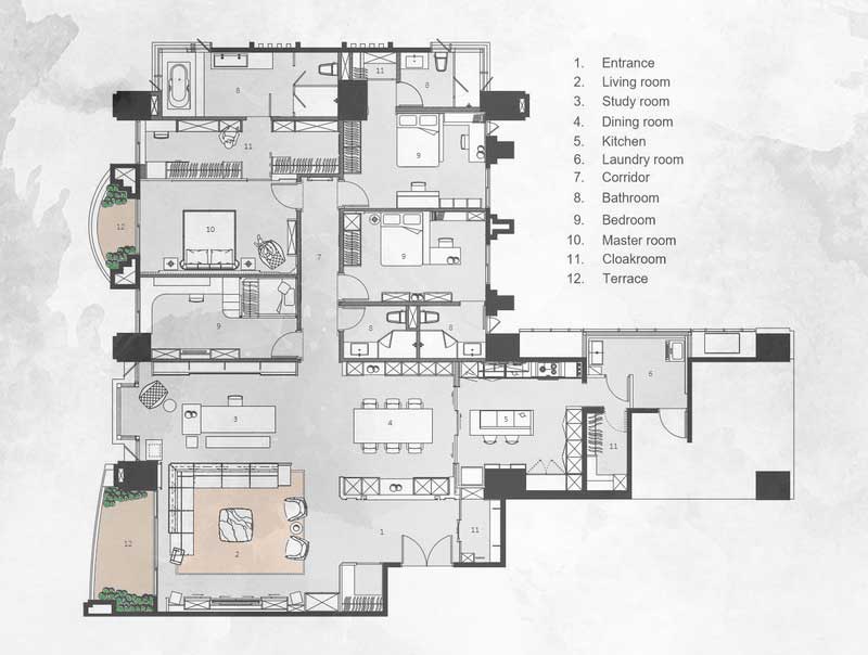 深圳寶安區暖色調輕奢風格家裝裝修平面布置圖 深圳寶安區暖色調輕奢風格家裝裝修平面布置圖
