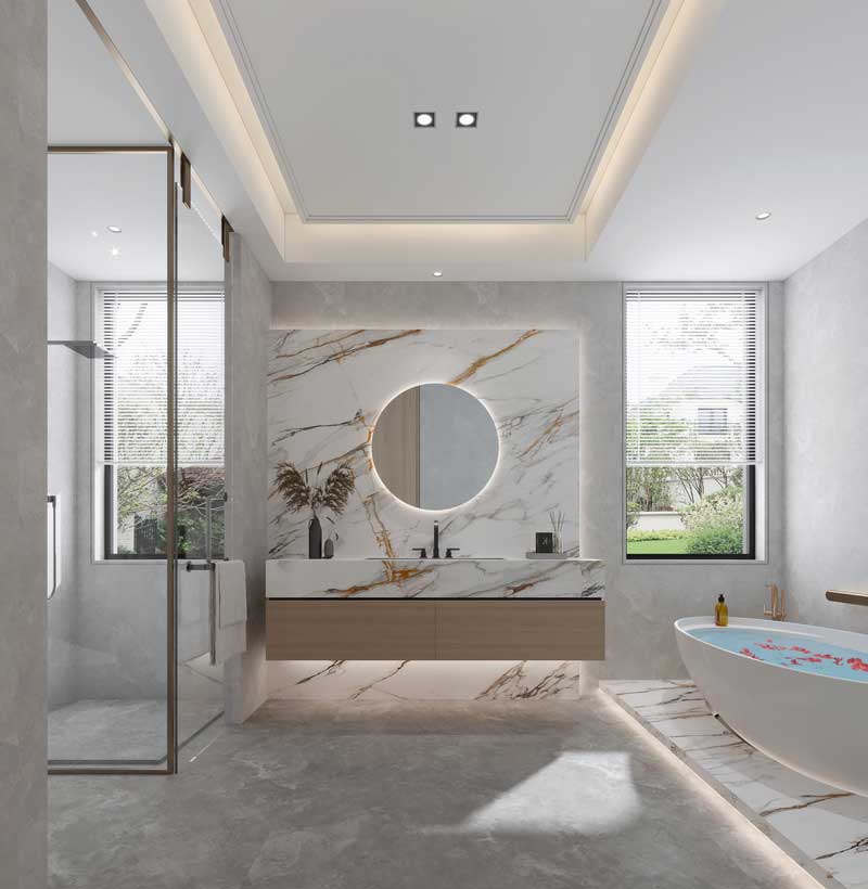 深圳南山區(qū)西麗輕奢新中式舊房三居室裝修主衛(wèi)