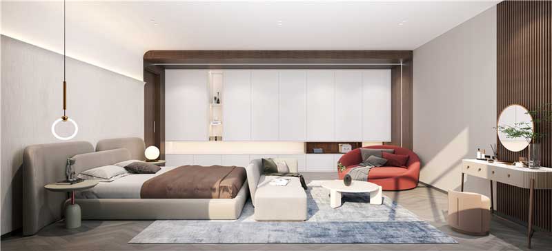 深圳福田區輕奢新中式住宅裝修施工實景圖主臥 深圳福田區輕奢新中式住宅裝修施工實景圖主臥