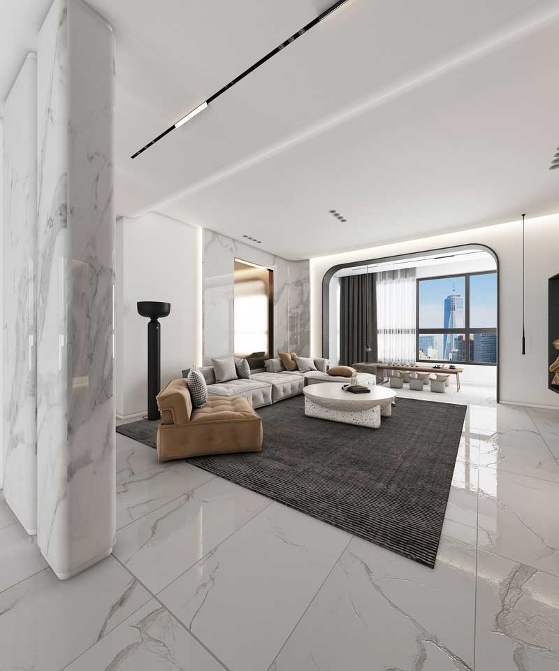 深圳碧桂園現代風格樣板間裝修設計客廳沙發背景墻