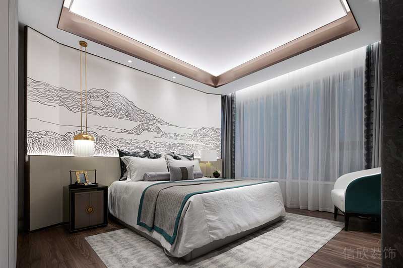 深圳鹽田新中式樣板房設計案例主臥 深圳鹽田新中式樣板房設計案例主臥