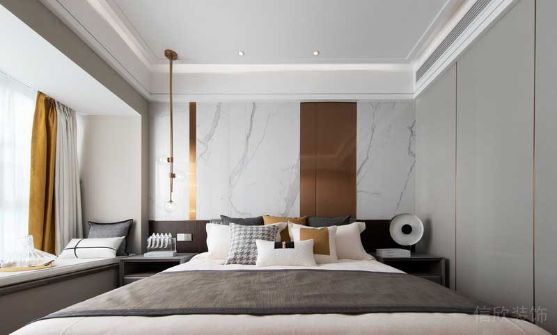 深圳龍崗坂田萬科第五園輕奢風大戶型樣板間設計主臥床品 深圳龍崗坂田萬科第五園輕奢風大戶型樣板間設計主臥床品
