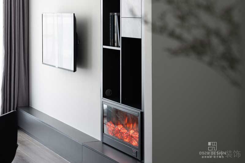 簡(jiǎn)約的灰色調(diào)電視墻裝修圖