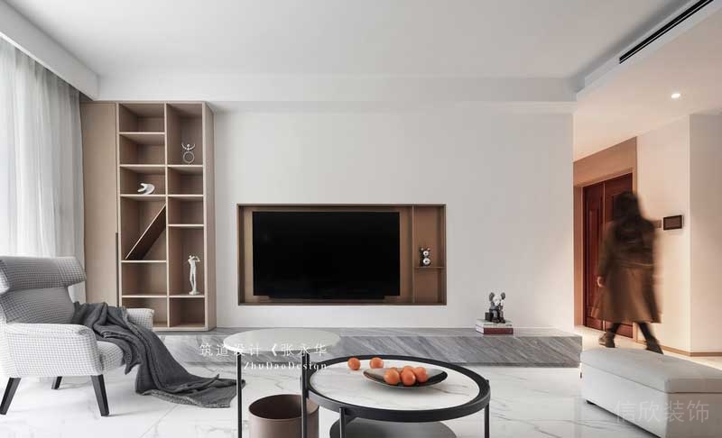深圳龍崗平湖極簡(jiǎn)北歐風(fēng)家居裝修客廳電視背景墻