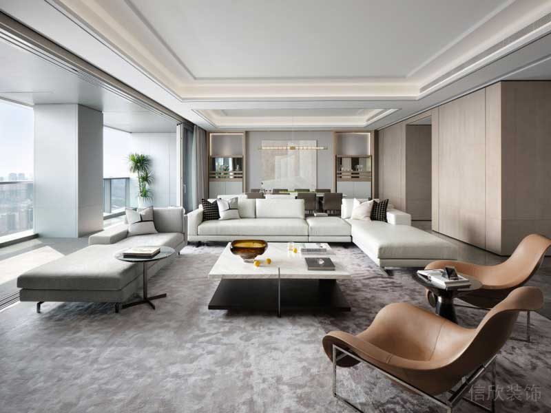 商務(wù)風(fēng)辦公室設(shè)計(jì)效果圖皮革沙發(fā)墻體收納設(shè)計(jì)天花創(chuàng)意回形設(shè)計(jì)圖