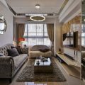 深圳龍華區大浪現代輕奢風家庭三居室裝修圖客廳效果圖