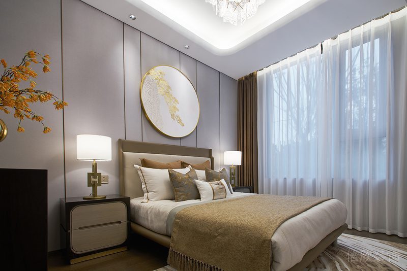 深圳寶安區(qū)西鄉(xiāng)新中式新房設(shè)計裝修案例主臥效果圖