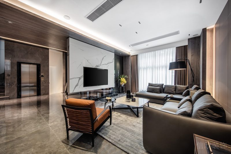 深圳南山極簡風格家庭三居室裝修設(shè)計圖客廳效果圖