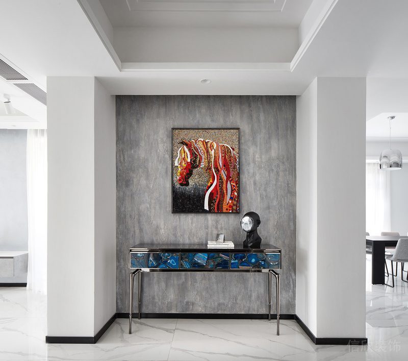 深圳寶安西鄉(xiāng)高級灰色調(diào)簡約家居裝修實景圖玄關(guān)效果圖