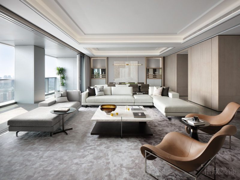 深圳寶安區(qū)現(xiàn)代簡約風格精裝修設計施工客餐廳效果圖