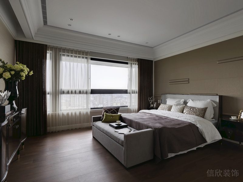 深圳寶安區西鄉簡歐風格家裝新房裝修設計主臥效果圖