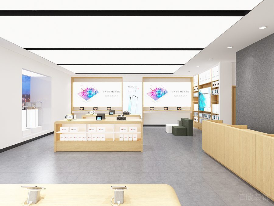 深圳南山萬象天地現(xiàn)代風格華為專賣店裝修設(shè)計墻面燈箱