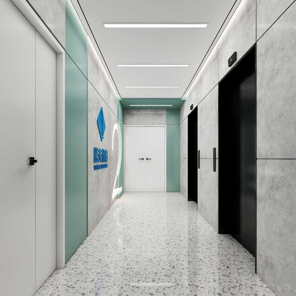 電梯等待區(qū)域水磨石教育培訓(xùn)機(jī)構(gòu)裝修效果圖設(shè)計(jì)